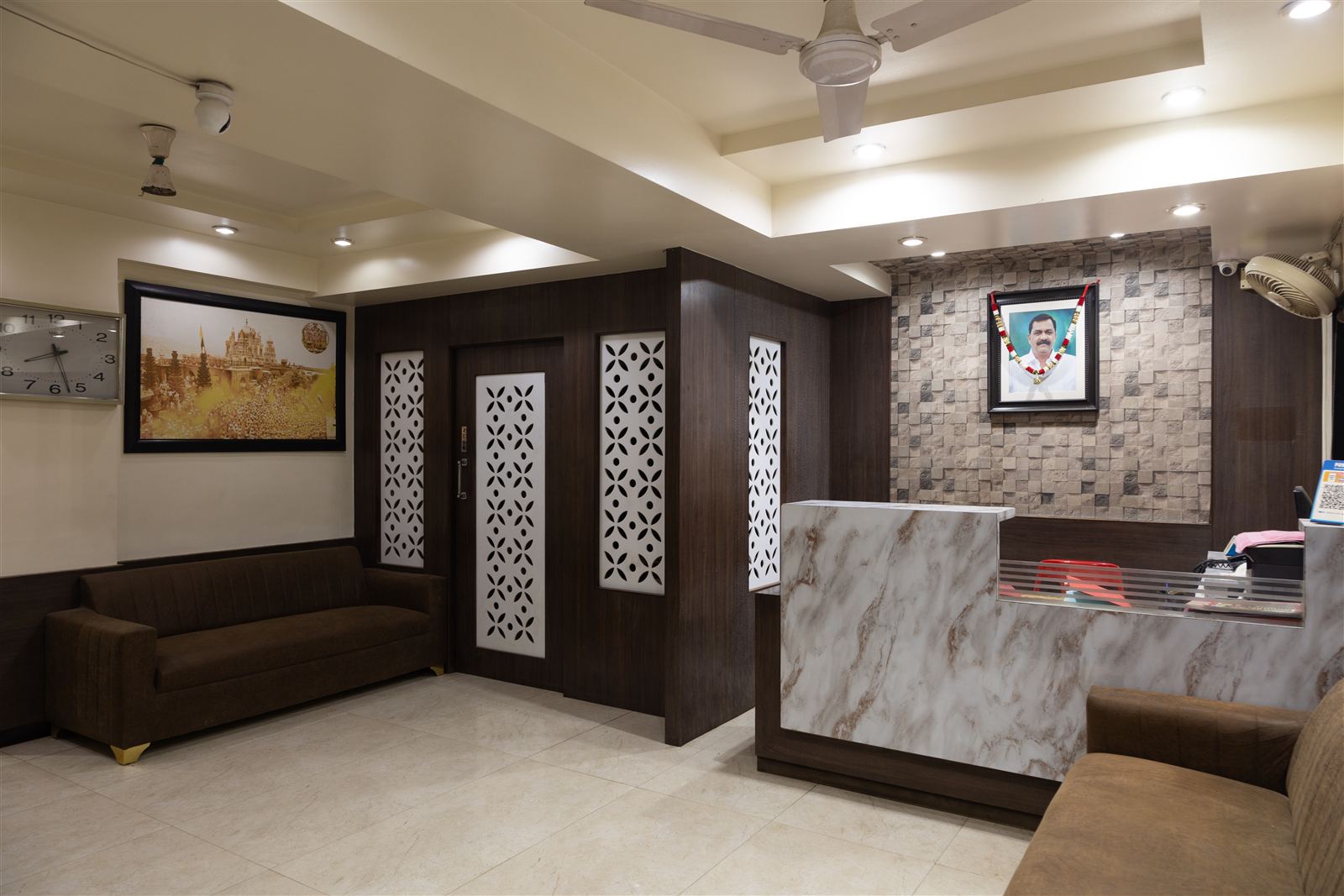 Lobby seating area at Hotel Shivtara